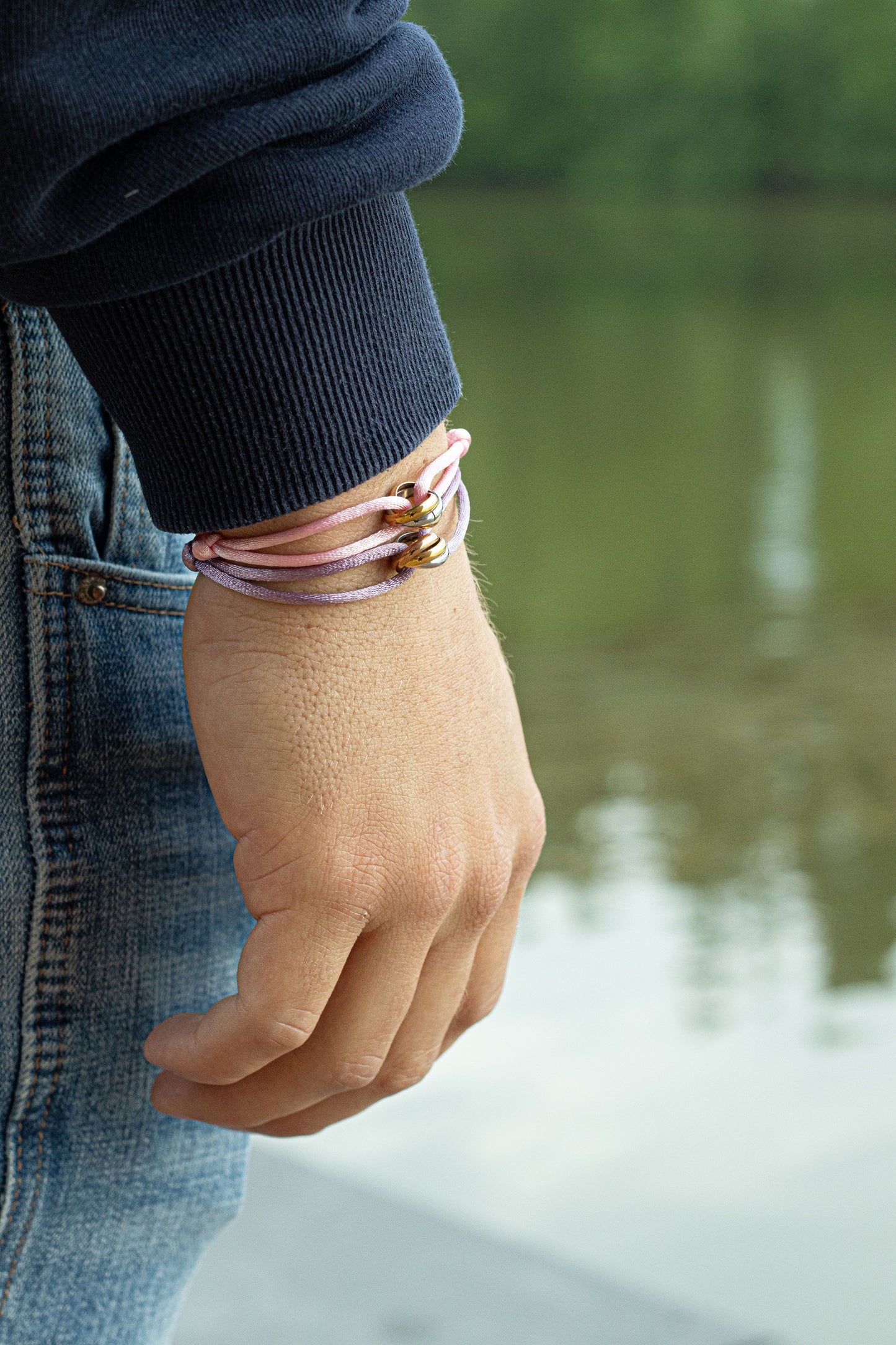 L’Trinity armband - Grijs/Lila/Roze